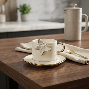 Single Piece Ceramic Tea & Coffee Cup with Saucer Set OMR2300