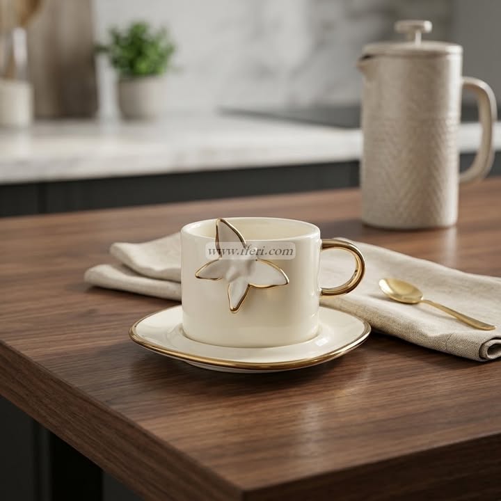 Single Piece Ceramic Tea & Coffee Cup with Saucer Set OMR2300