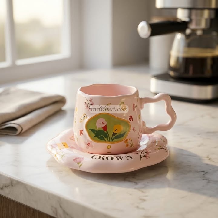 Single Piece Ceramic Tea & Coffee Cup with Saucer Set OMR2391