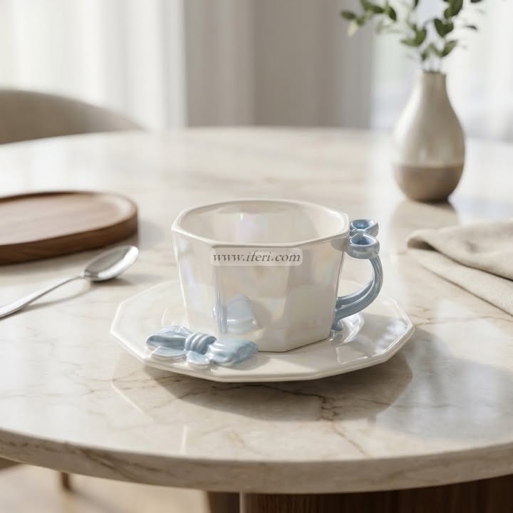 Single Piece Ceramic Tea & Coffee Cup with Saucer Set OMR2309