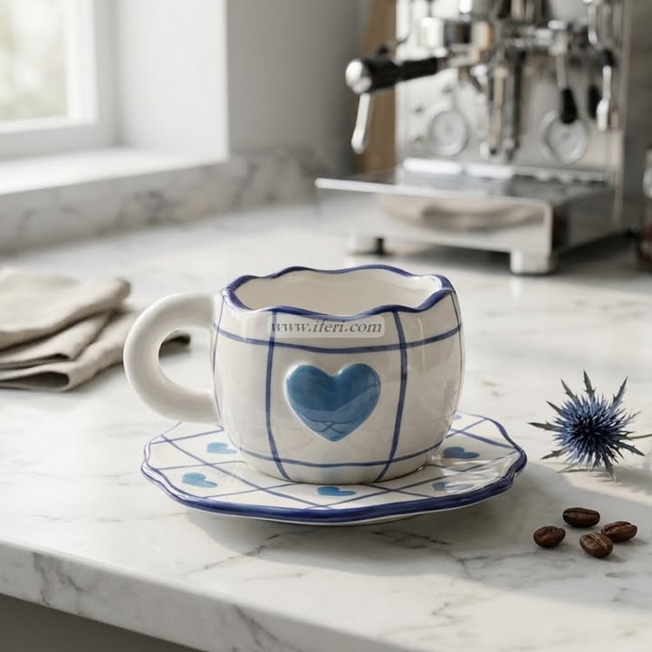 Single Piece Ceramic Tea & Coffee Cup with Saucer Set OMR2393