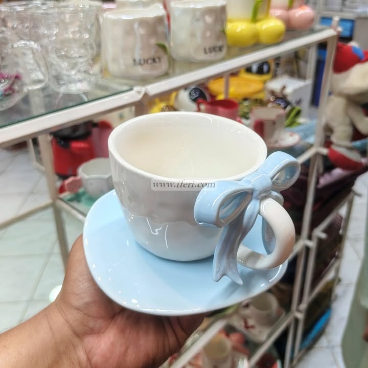 Single Piece Ceramic Tea & Coffee Cup with Saucer Set OMR2412