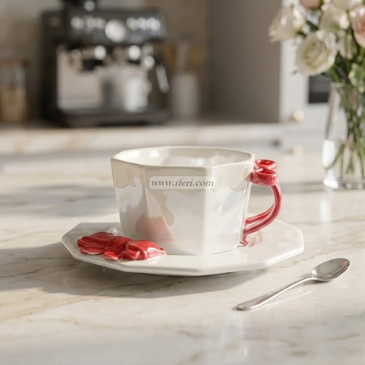Single Piece Ceramic Tea & Coffee Cup with Saucer Set OMR2310