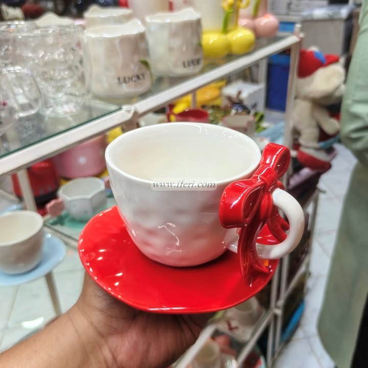Single Piece Ceramic Tea & Coffee Cup with Saucer Set OMR2413