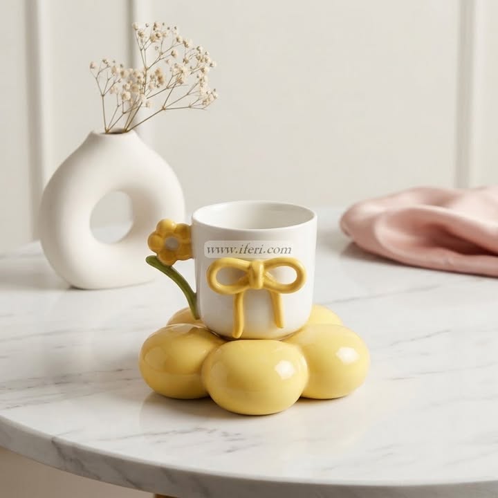 Single Piece Ceramic Tea & Coffee Cup with Saucer Set OMR2350