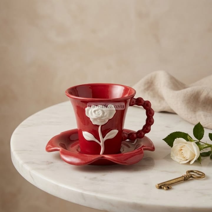 Single Piece Ceramic Tea & Coffee Cup with Saucer Set OMR2358