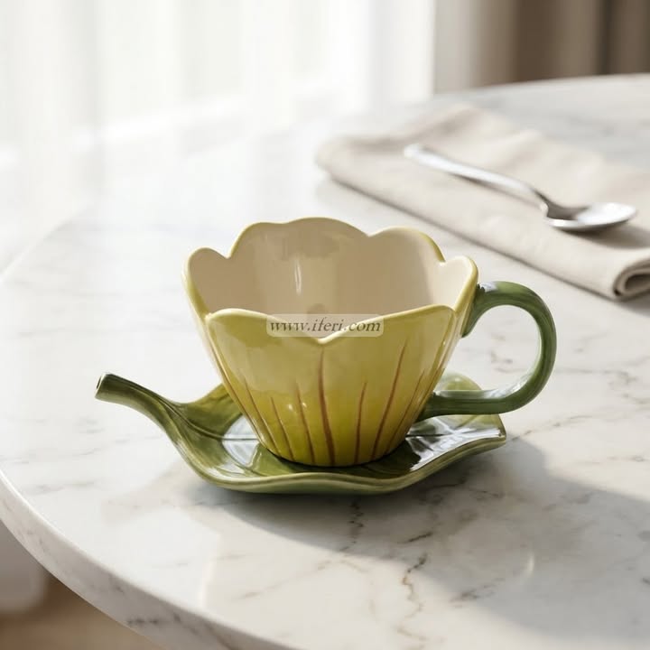 Single Piece Ceramic Tea & Coffee Cup with Saucer Set OMR2370