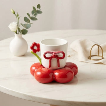 Single Piece Ceramic Tea & Coffee Cup with Saucer Set OMR2349