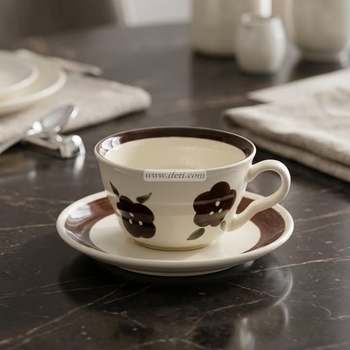 Single Piece Ceramic Tea & Coffee Cup with Saucer Set OMR2388