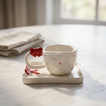 Single Piece Ceramic Tea & Coffee Cup with Saucer Set OMR2371