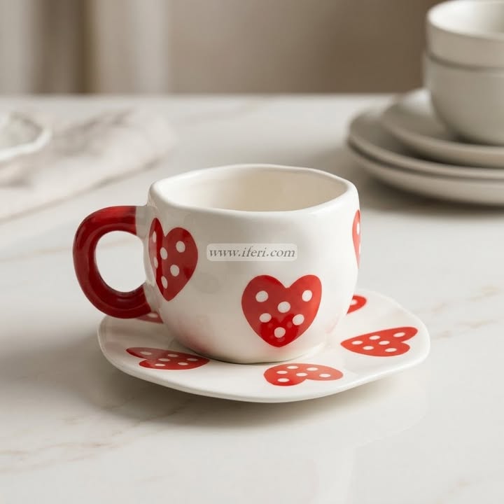 Single Piece Ceramic Tea & Coffee Cup with Saucer Set OMR2395