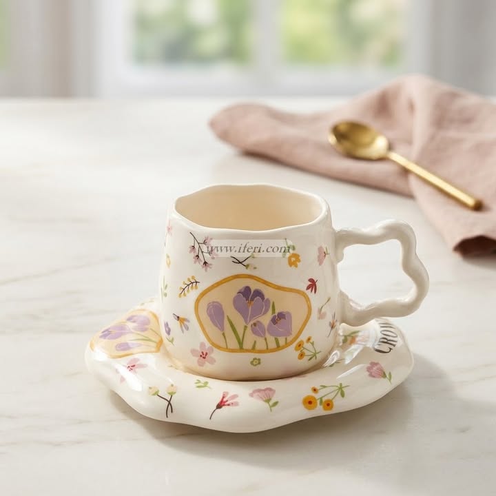 Single Piece Ceramic Tea & Coffee Cup with Saucer Set OMR2389
