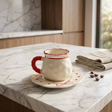 Single Piece Ceramic Tea & Coffee Cup with Saucer Set OMR2366