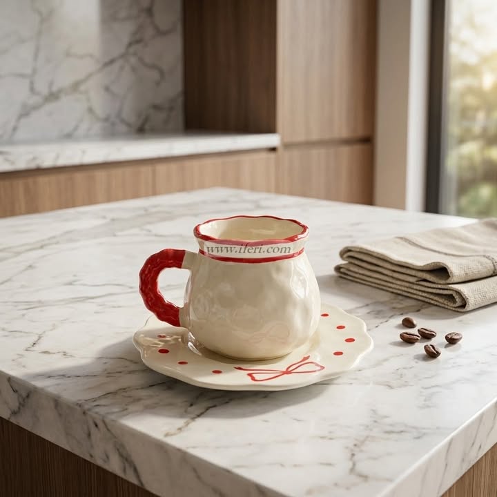 Single Piece Ceramic Tea & Coffee Cup with Saucer Set OMR2366