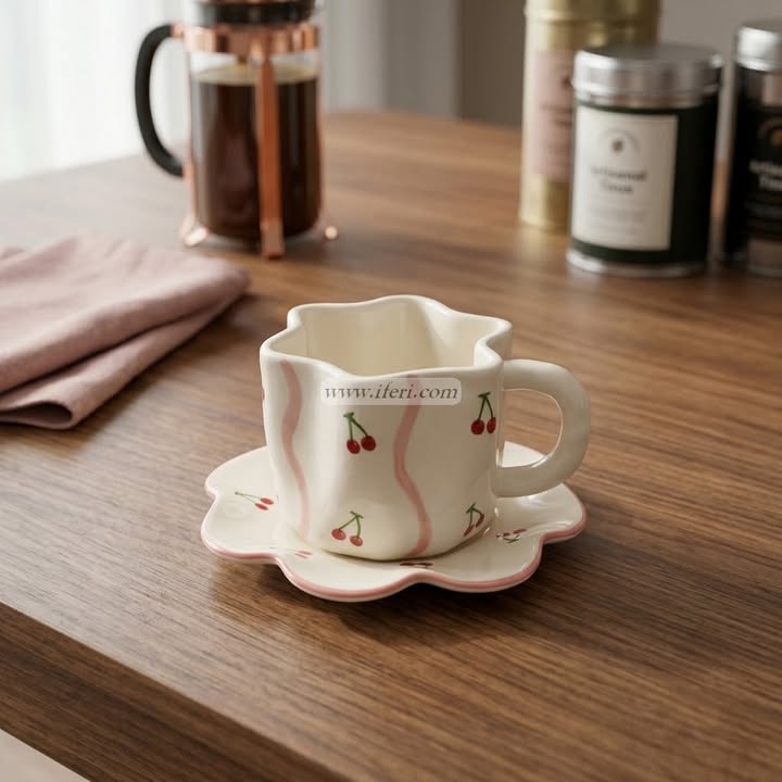 Single Piece Ceramic Tea & Coffee Cup with Saucer Set OMR2409