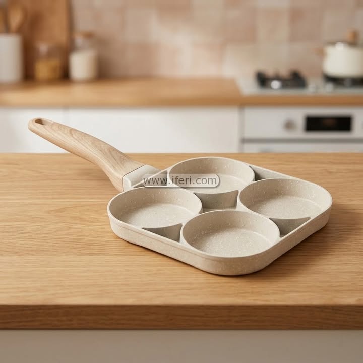4 Part Non-Stick Egg, Pancake, Burger Patty Frying Pan with Lid CK4044
