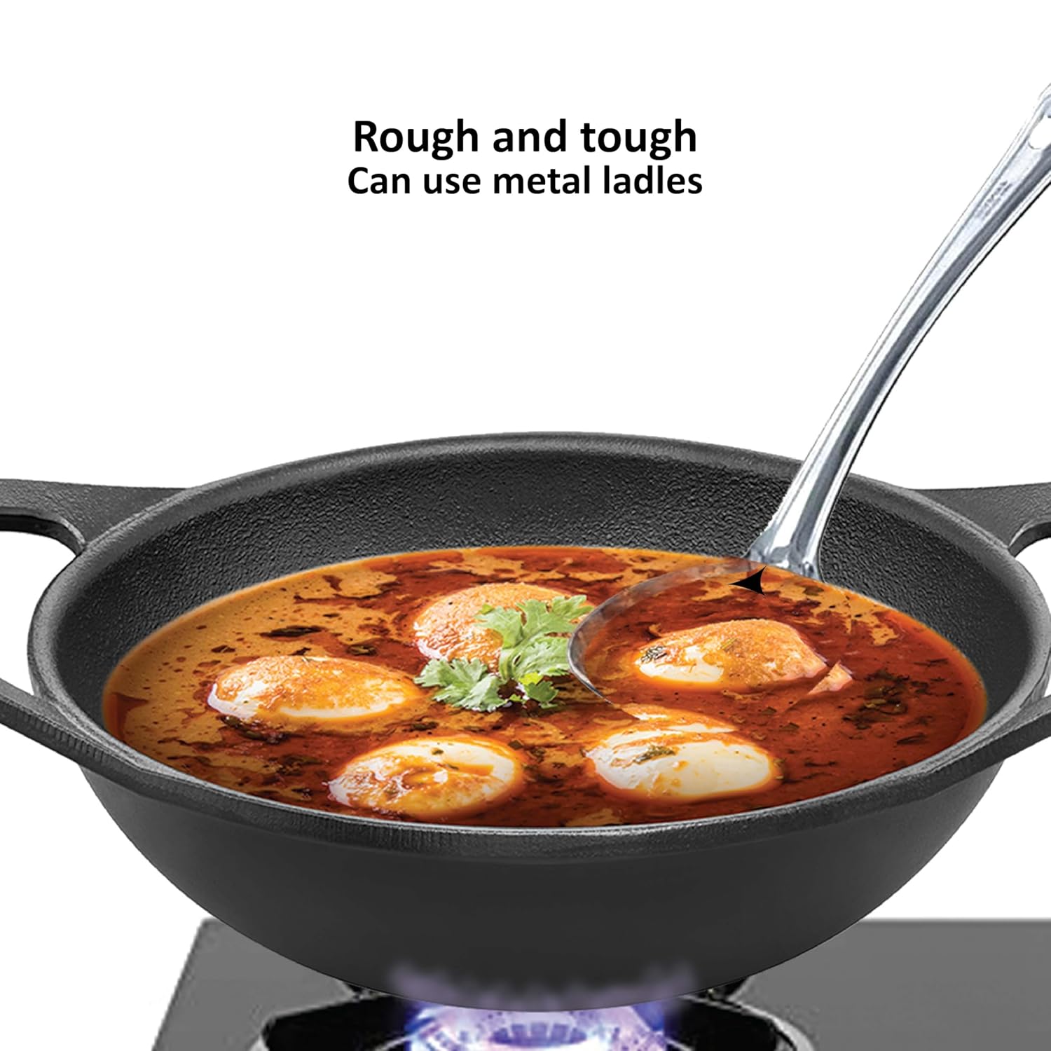 3.5 Liter Futura Cast Iron Kadhai with Glass Lid ALM6839