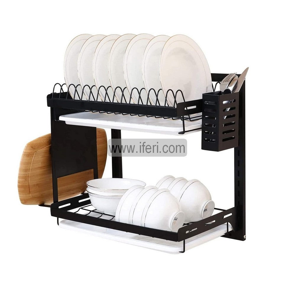 2 Tier Metal Wall Hanging Dish Drying Storage Rack with Holder KSM0020