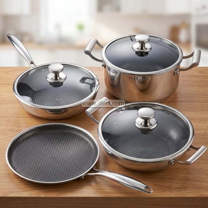 4 Pcs Life-Chef Honeycomb Stainless Steel Cookware Set CK4057