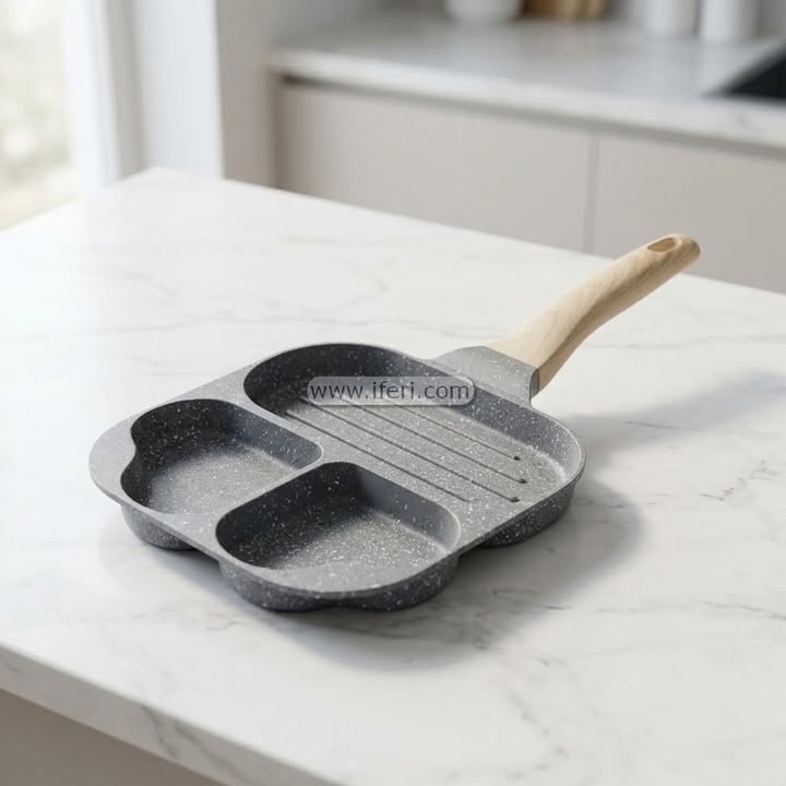 4 Part Non-Stick Egg, Pancake, Burger Patty Frying Pan with Lid CK4048
