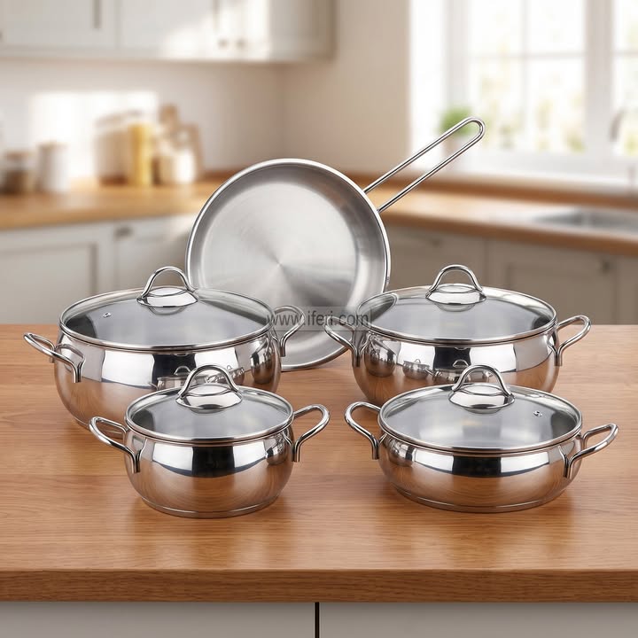 5 Pcs Stainless Steel Cookware Set with Lid ALM6561