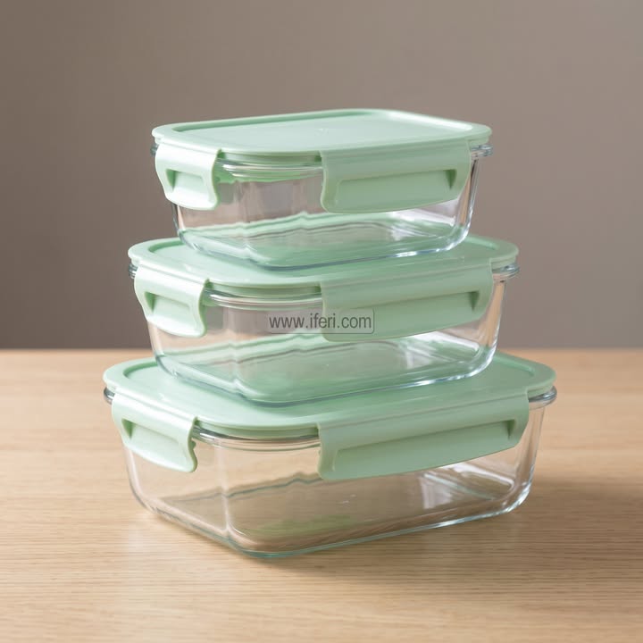 3 Pcs Oven Proof Glass Food Container Set RY37003