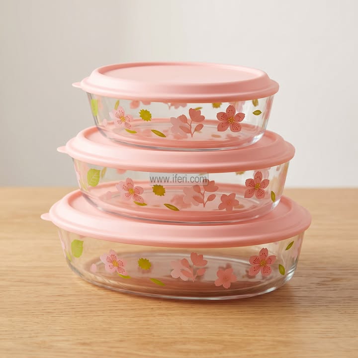 3 Pcs Oven Proof Glass Food Container Set RY37005