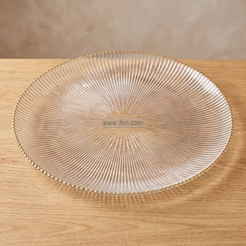 12.5 Inch Exclusive Golden Rim Glass Rice Serving Plate RY37012