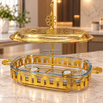 13.5 Inch Stainless Steel Luxury Golden Chafing Dish Food Warmer with Lid CK4094