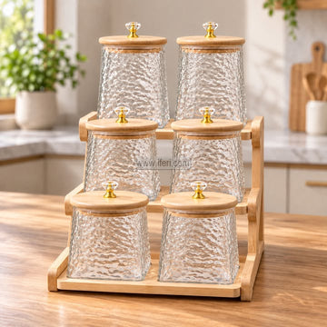 6 Pcs Airtight Glass Spice Jar Set with Stand CK4080