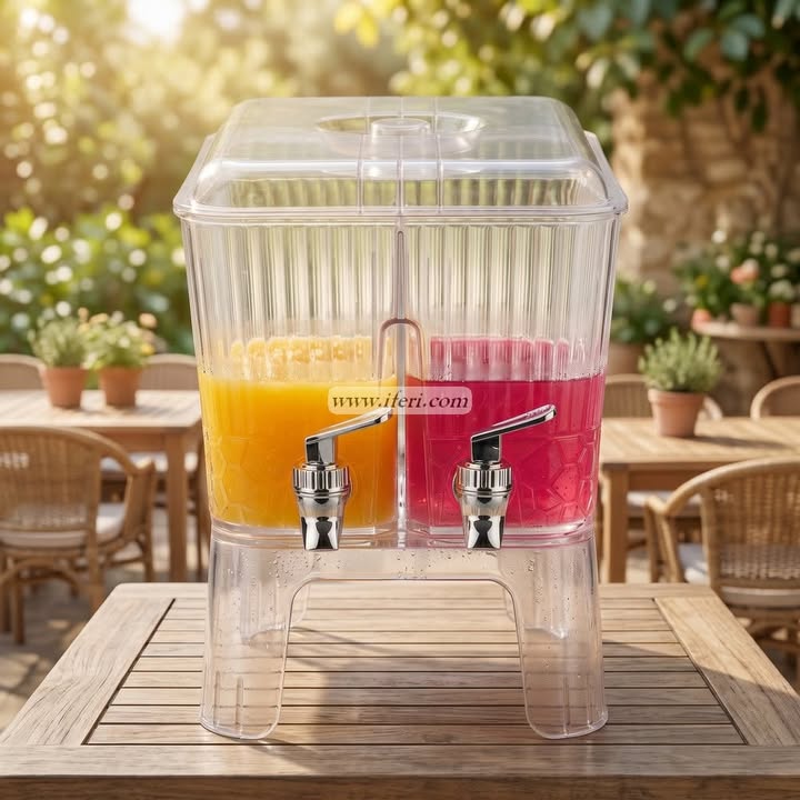 2 Chamber Plastic Juice Dispenser with Stand CK4091