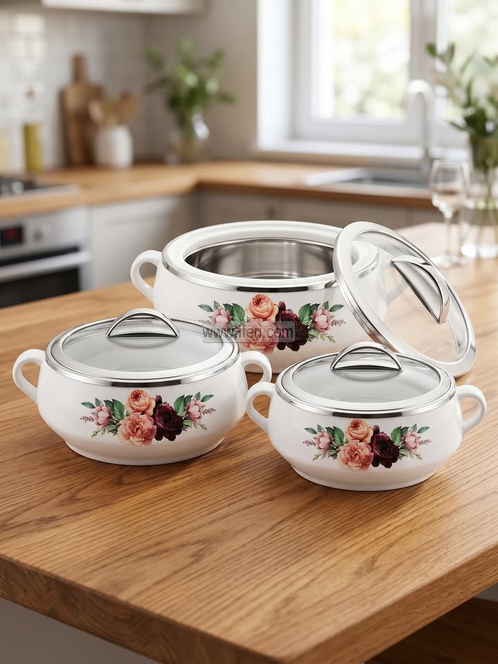 3 Pcs Jaypee Ceramika Exclusive Food Storage Hotpot / Thermoware Casserole Set ALM6585