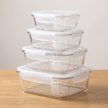 4 Pcs Oven Proof Glass Food Container Set RY37004