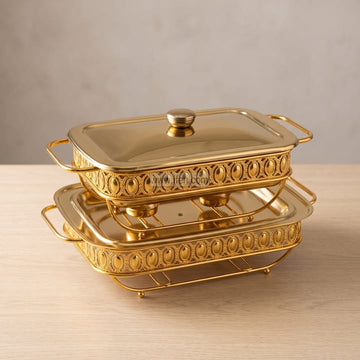 2 Pcs Golden Chafing Dish Set with Food warmer RY37000