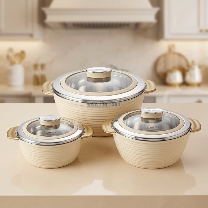 3 Pcs Jaypee Wavelock Ultra Exclusive Food Storage Hotpot / Thermoware Casserole Set ALM6571