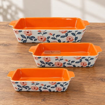3 Pcs Rectangular Shape Ceramic Casserole Dish CK4073
