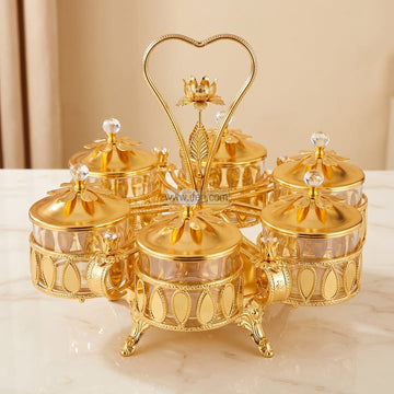 6 Pcs Exclusive Metal Dried Fruit, Candy, Dessert Serving Bowl with Stand EB21689