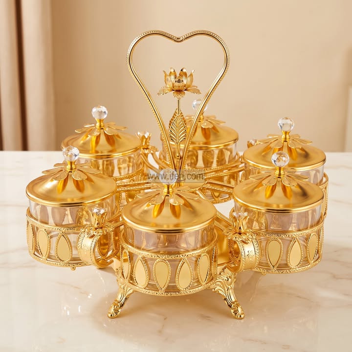 6 Pcs Exclusive Metal Dried Fruit, Candy, Dessert Serving Bowl with Stand EB21689