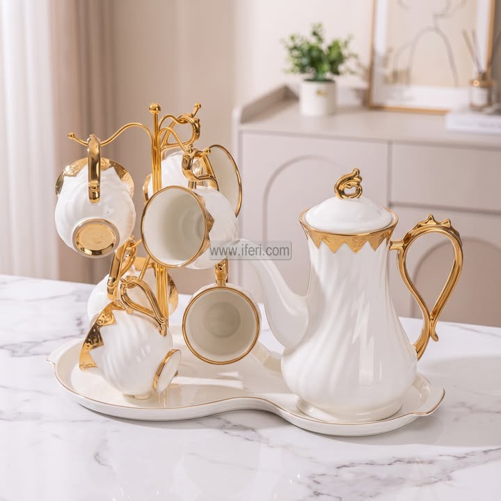 7 Pcs Exclusive Ceramic Tea Pot & Cup Set with Stand CK4101
