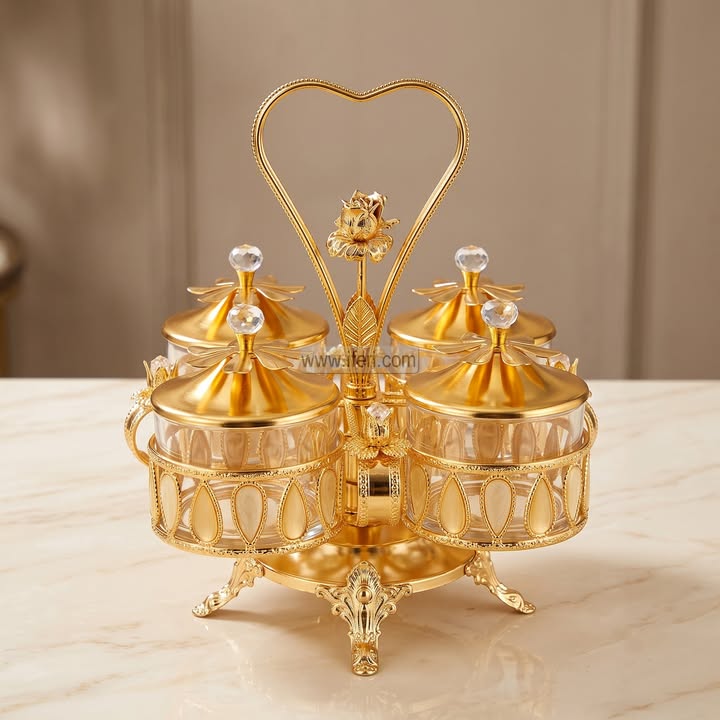 4 Pcs Exclusive Metal Dried Fruit, Candy, Dessert Serving Bowl with Stand EB21687