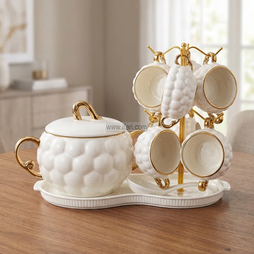 7 Pcs Exclusive Ceramic Soup Bowl & Pot Set with Stand EB21682