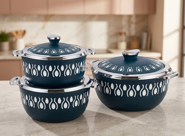 3 Pcs Jaypee BLUEBERRY ULTRA Exclusive Food Storage Hotpot / Thermoware Casserole Set ALM6588