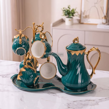 7 Pcs Exclusive Ceramic Tea Pot & Cup Set with Stand CK4102