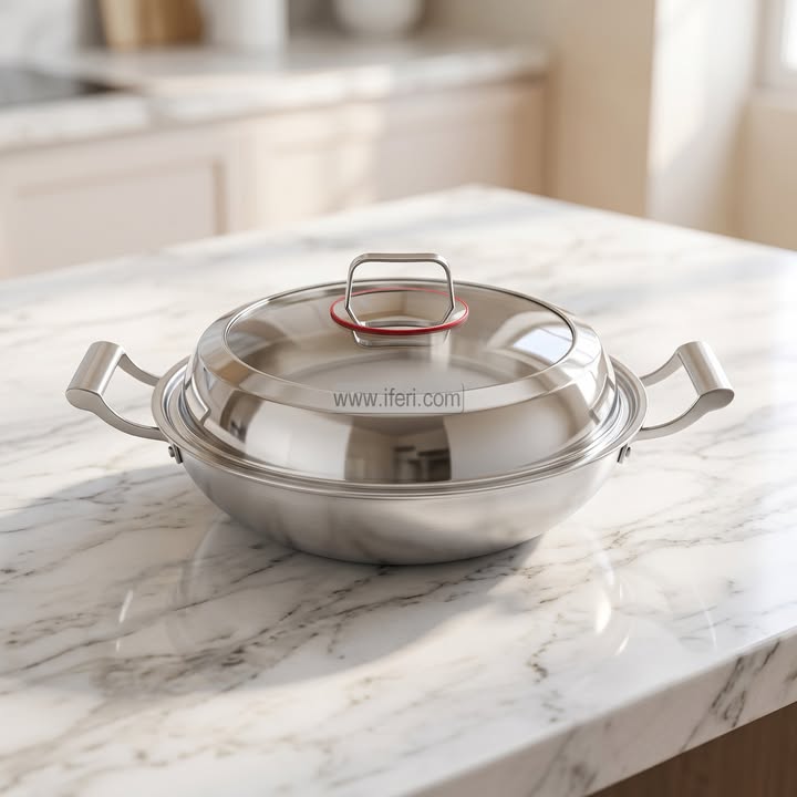34cm Stainless Steel Multipan Cookware with Glass Lid ALM6602-1