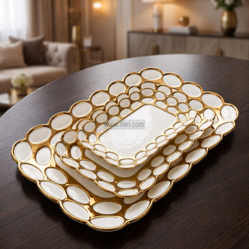 3 Pcs Rectangle Shaped Ceramic Serving Tray EB21700