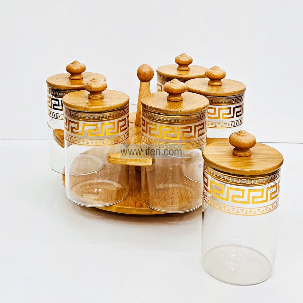 6 Pcs Glass Spice Jar with Revolving Stand DL6845