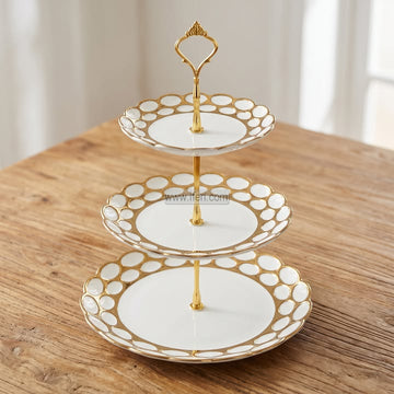 3 Tier Ceramic Cake, Dessert, Appetizer Serving Platter / Stand EB21705