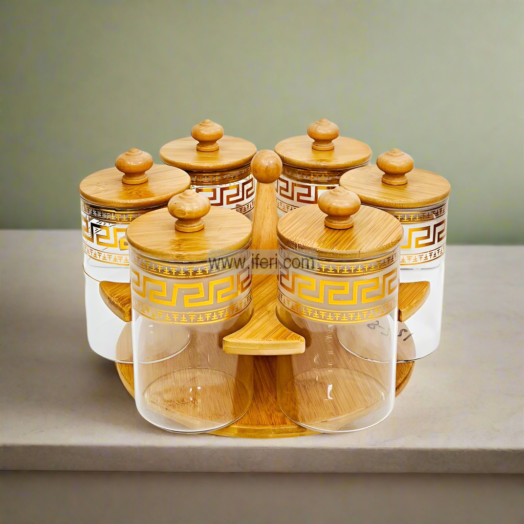 6 Pcs Glass Spice Jar with Revolving Stand DL6845
