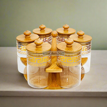 6 Pcs Glass Spice Jar with Revolving Stand DL6845