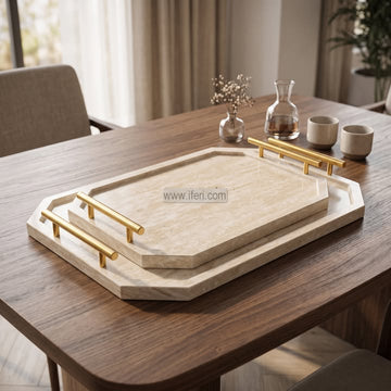 2 Pcs Bamboo Serving Tray with Handle RY37028